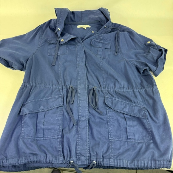 Torrid Short Sleeve Navy Blue Anorak Hooded Jacket 3X Military Jacket 10840752 - Picture 4 of 11